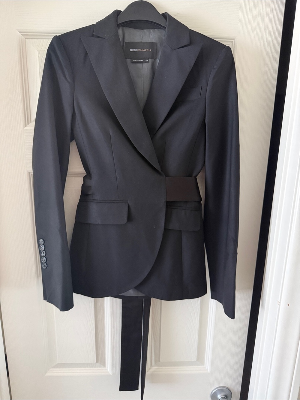 BCBGMaxAzria Black Belted Tailored Blazer